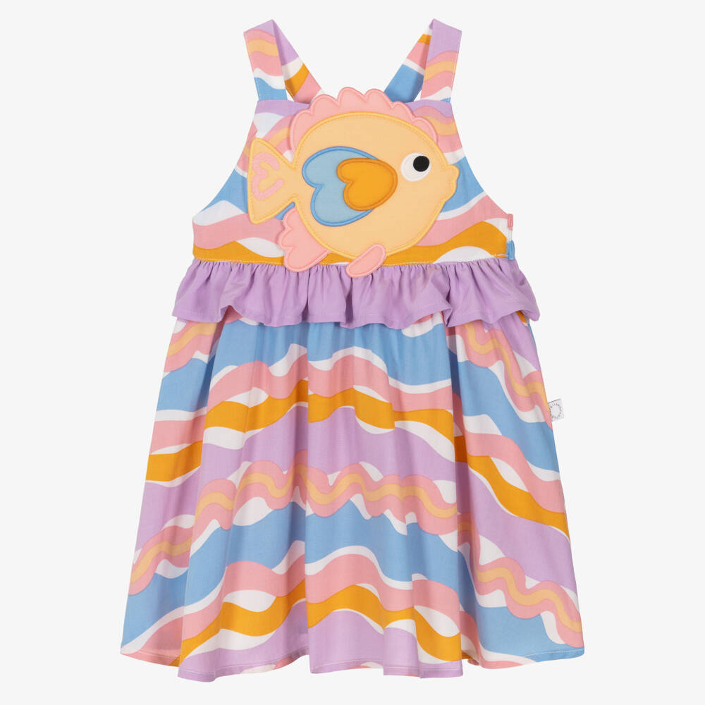 Stella McCartney Kids-Girls Purple & Orange Fish Appliqué Sun Dress | Childrensalon