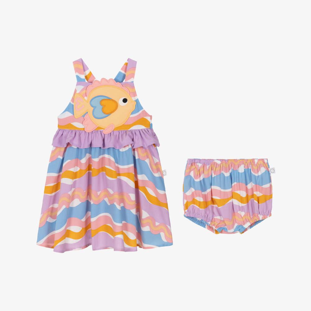 Stella McCartney Kids-Girls Purple & Orange Fish Appliqué Sun Dress | Childrensalon