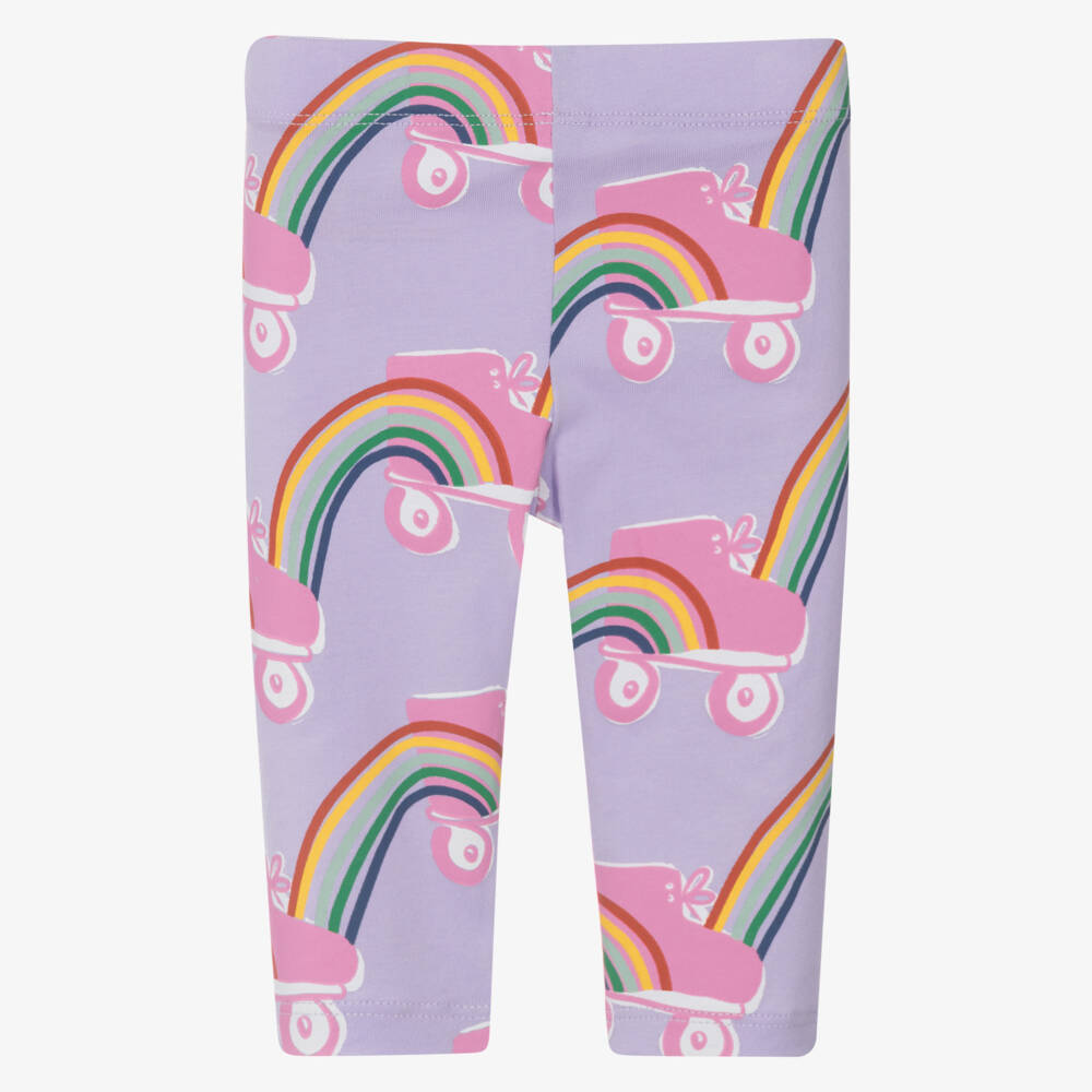 Stella McCartney Kids-Girls Purple Rainbow Print Leggings | Childrensalon