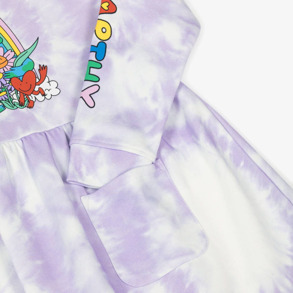 Stella McCartney Kids-Girls Purple Tie-Dye Cotton Planet Earth & Friends Dress | Childrensalon