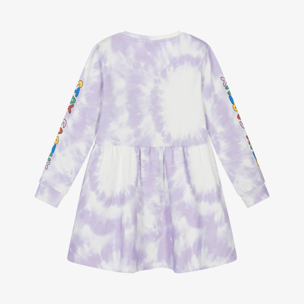 Stella McCartney Kids-Girls Purple Tie-Dye Cotton Planet Earth & Friends Dress | Childrensalon