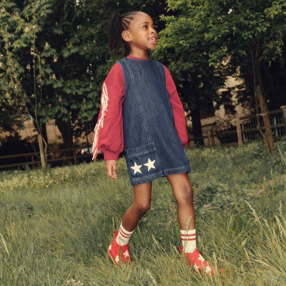 Stella McCartney Kids-بوت كاحل بطبعة نجوم لون أحمر للبنات | Childrensalon