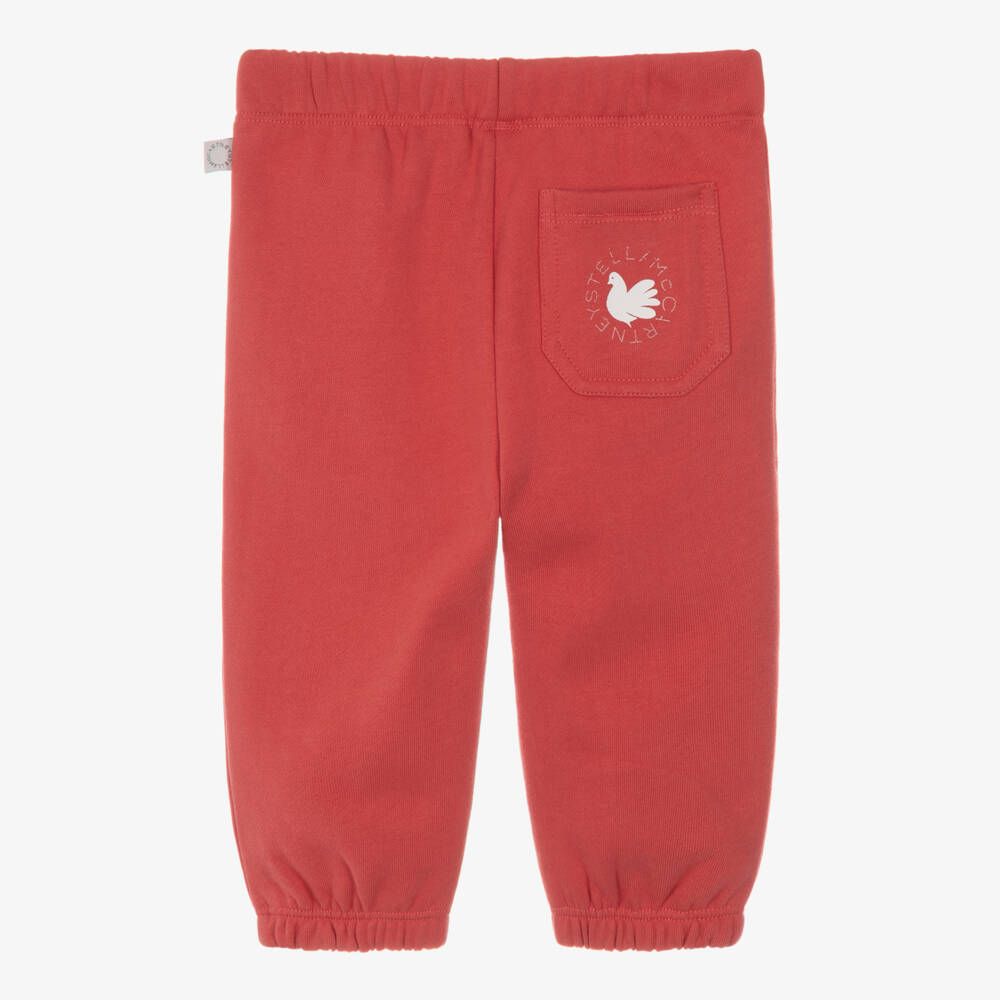 Stella McCartney Kids-Girls Red Cotton Dove Logo Joggers | Childrensalon