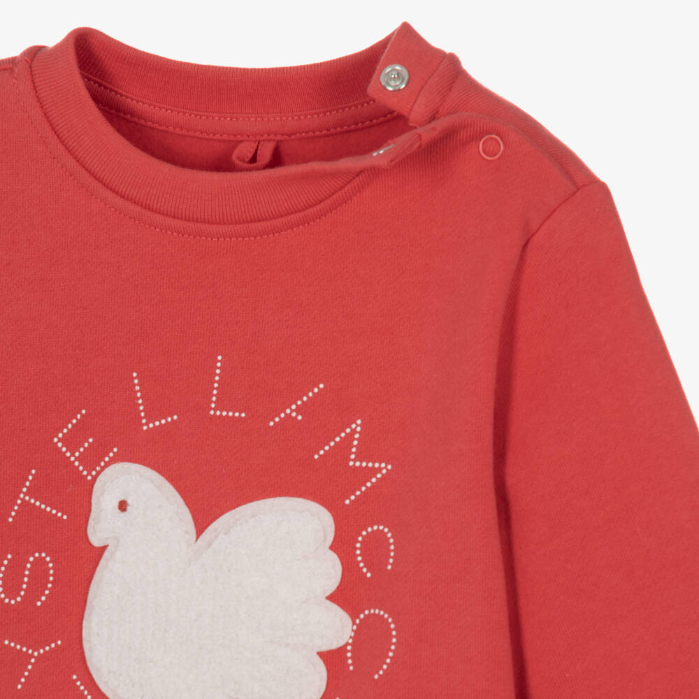 Stella McCartney Kids-Girls Red Cotton Dove Sweatshirt | Childrensalon