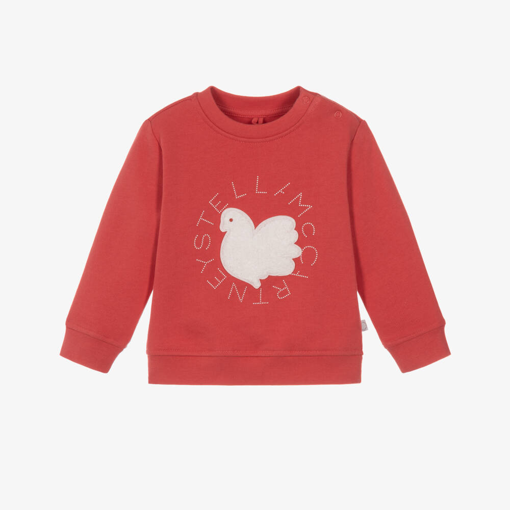 Stella McCartney Kids-Girls Red Cotton Dove Sweatshirt | Childrensalon