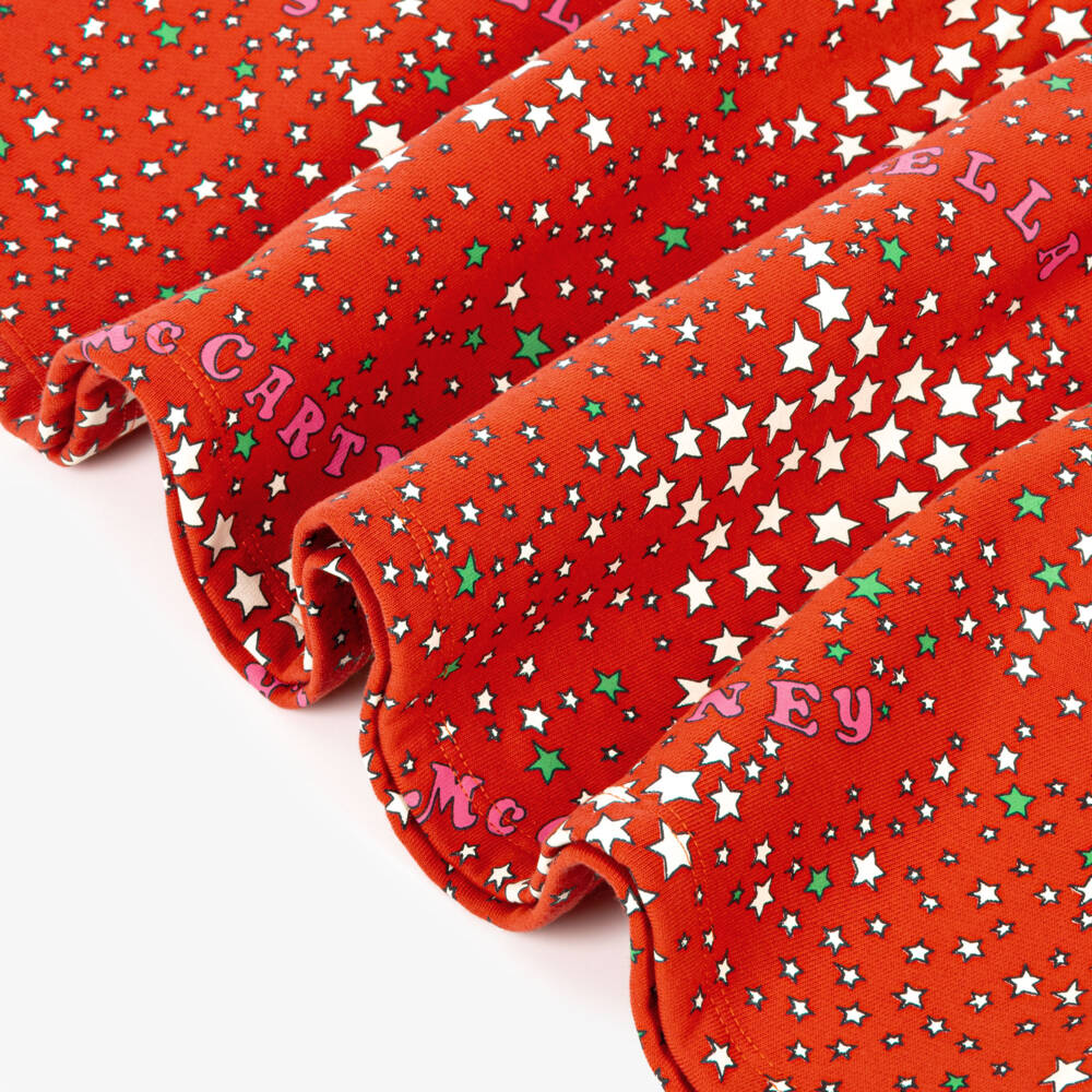 Stella McCartney Kids-Girls Red Cotton Jersey Star Print Dress | Childrensalon