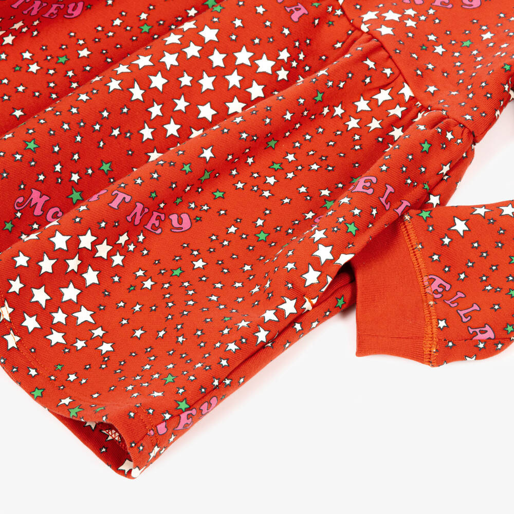Stella McCartney Kids-Girls Red Cotton Jersey Star Print Dress | Childrensalon