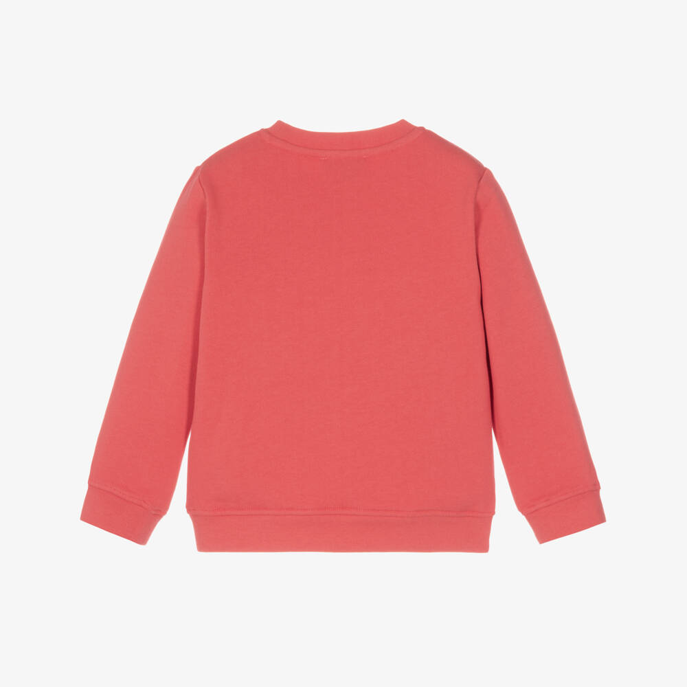 Stella McCartney Kids-Girls Red Cotton Sweatshirt with Floral Circular Logo | Childrensalon