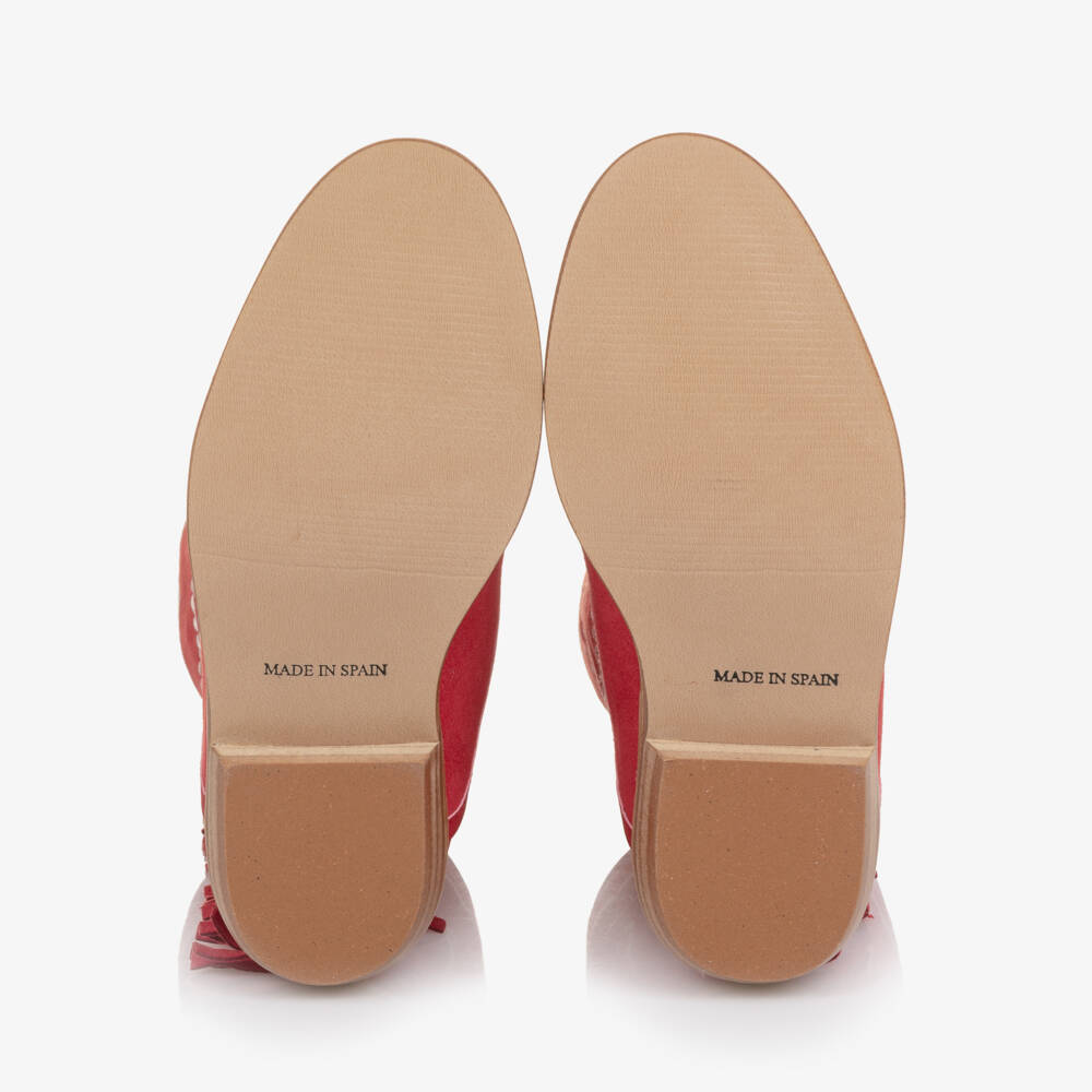 Stella McCartney Kids-Girls Red Embroidered Cowboy Boots | Childrensalon