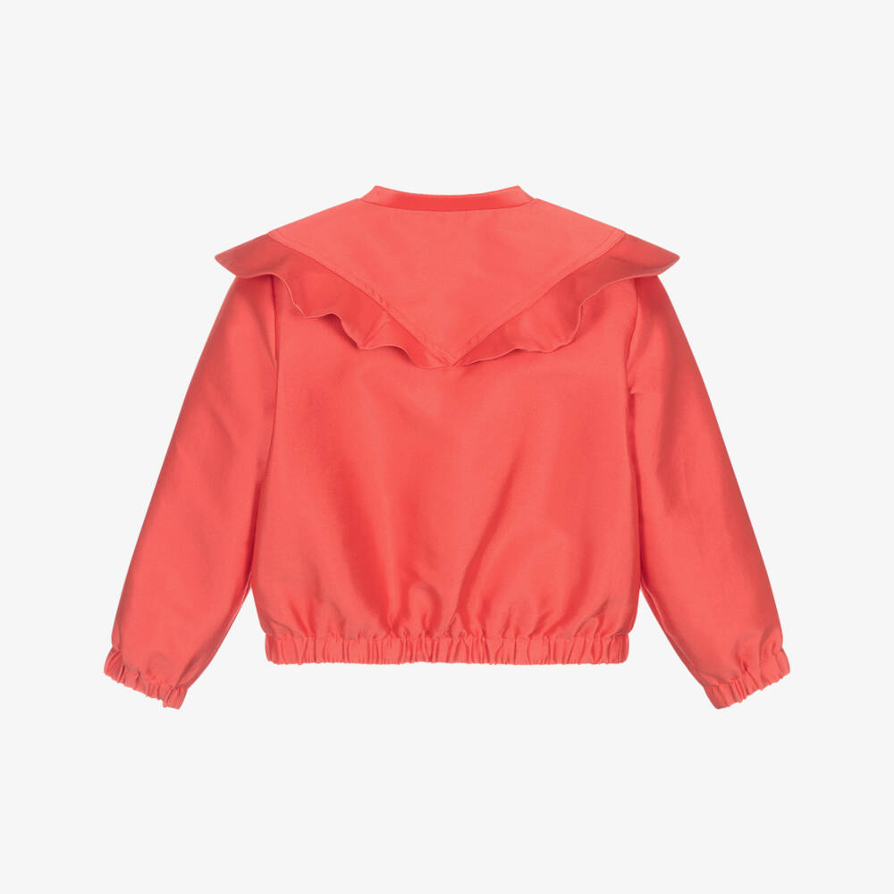 Stella McCartney Kids-Girls Red Ruffle Bomber Jacket | Childrensalon