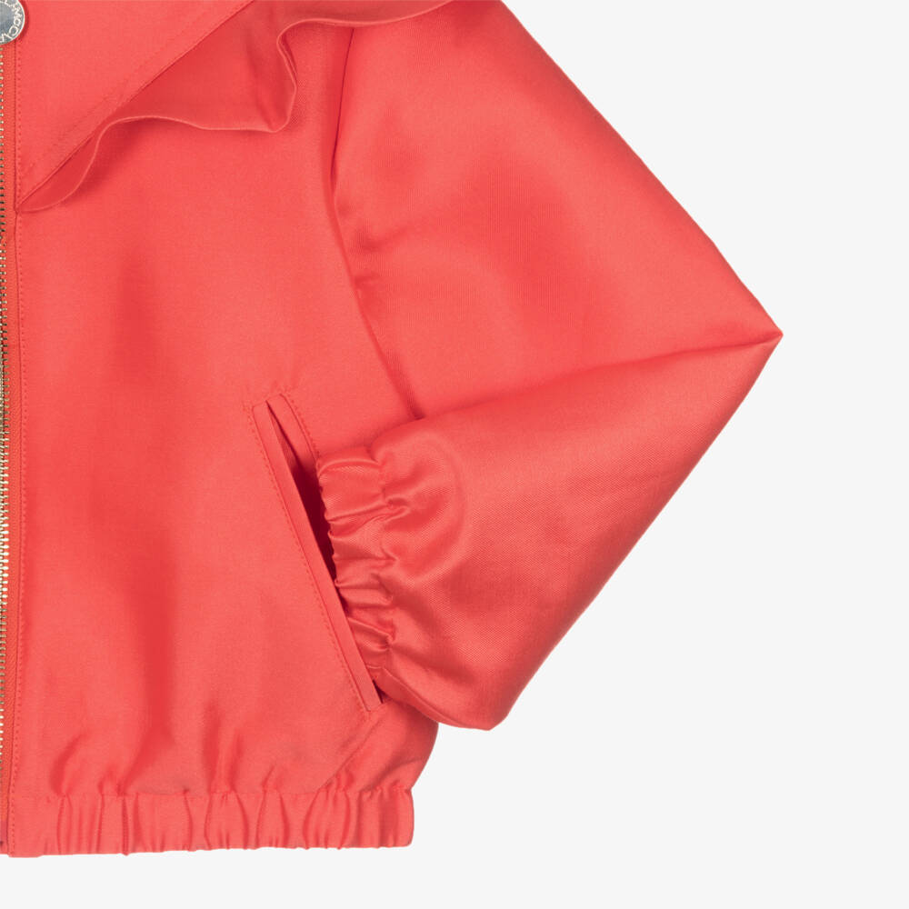 Stella McCartney Kids-Girls Red Ruffle Bomber Jacket | Childrensalon
