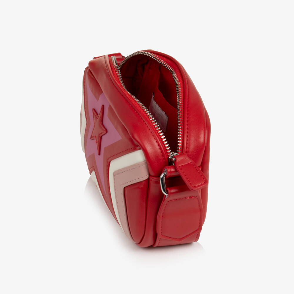 Stella McCartney Kids-Girls Red Star Faux Leather Shoulder Bag (17cm) | Childrensalon