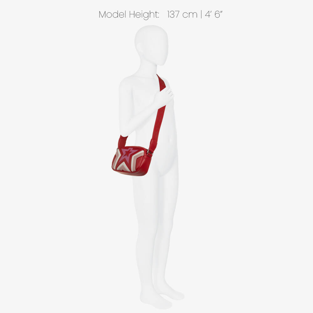 Stella McCartney Kids-Girls Red Star Faux Leather Shoulder Bag (17cm) | Childrensalon