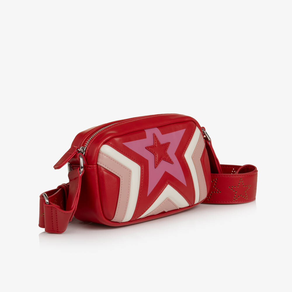 Stella McCartney Kids-Girls Red Star Faux Leather Shoulder Bag (17cm) | Childrensalon