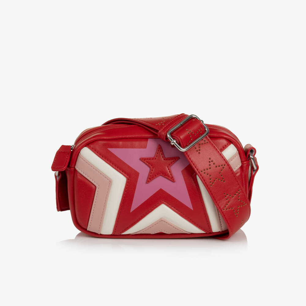Stella McCartney Kids-Girls Red Star Faux Leather Shoulder Bag (17cm) | Childrensalon