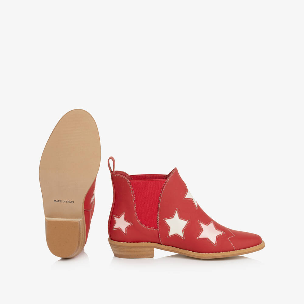 Stella McCartney Kids-Girls Red Stars Ankle Boots | Childrensalon
