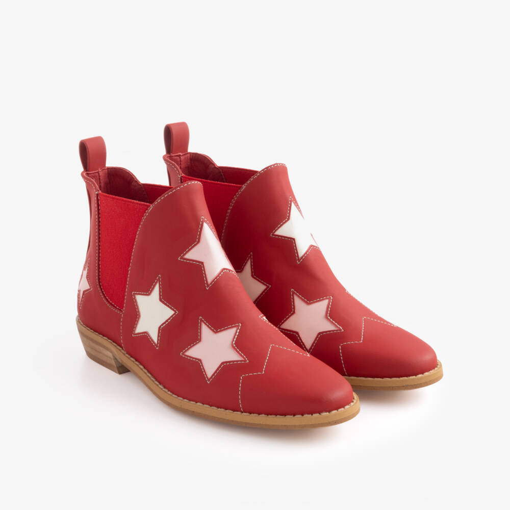 Stella McCartney Kids-Girls Red Stars Ankle Boots | Childrensalon