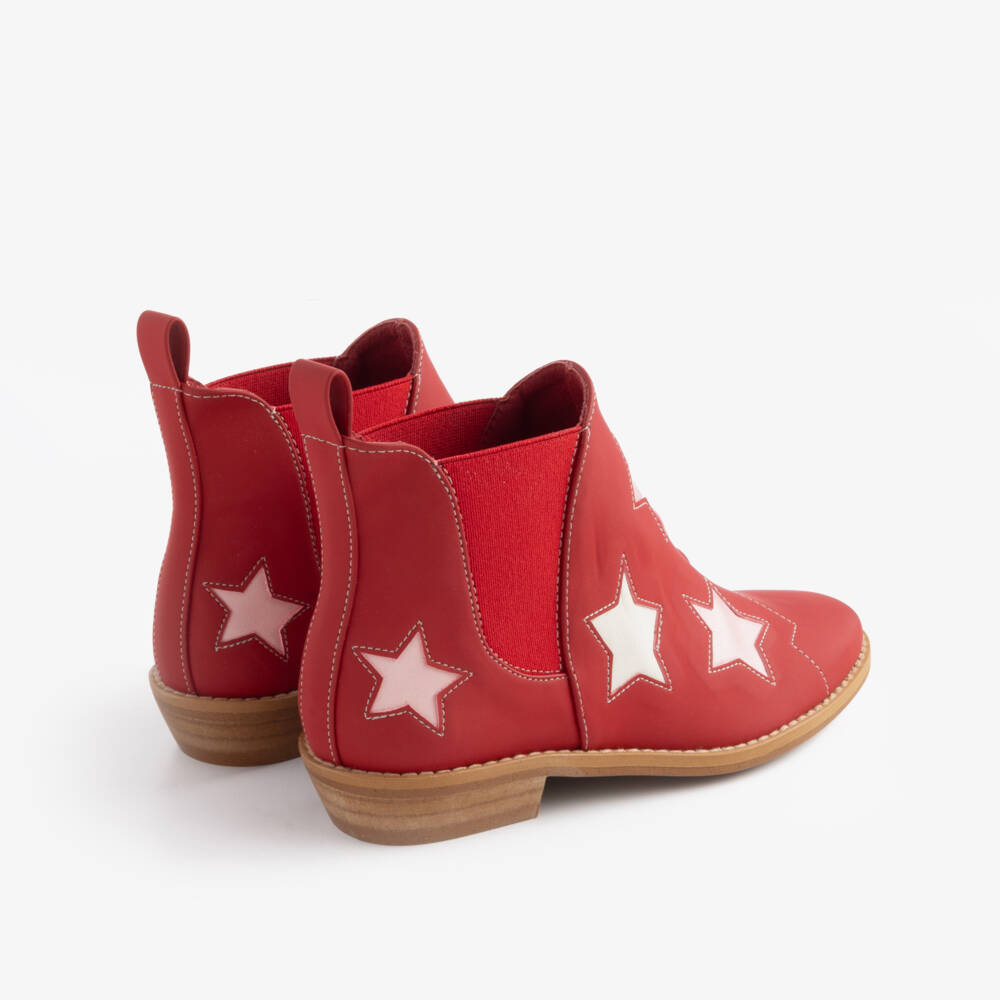 Stella McCartney Kids-Girls Red Stars Ankle Boots | Childrensalon