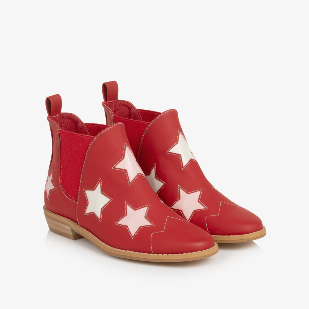 Stella McCartney Kids-Girls Red Stars Ankle Boots | Childrensalon