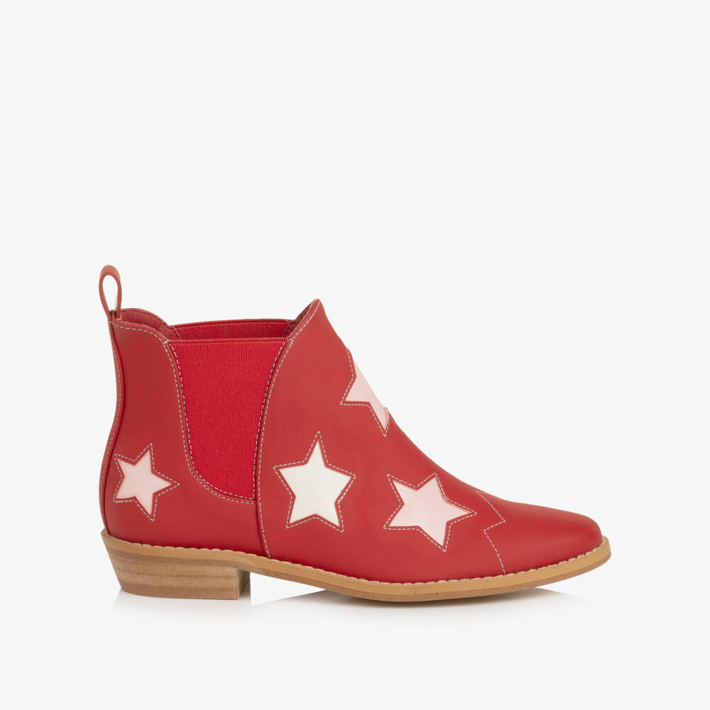 Stella McCartney Kids-Girls Red Stars Ankle Boots | Childrensalon