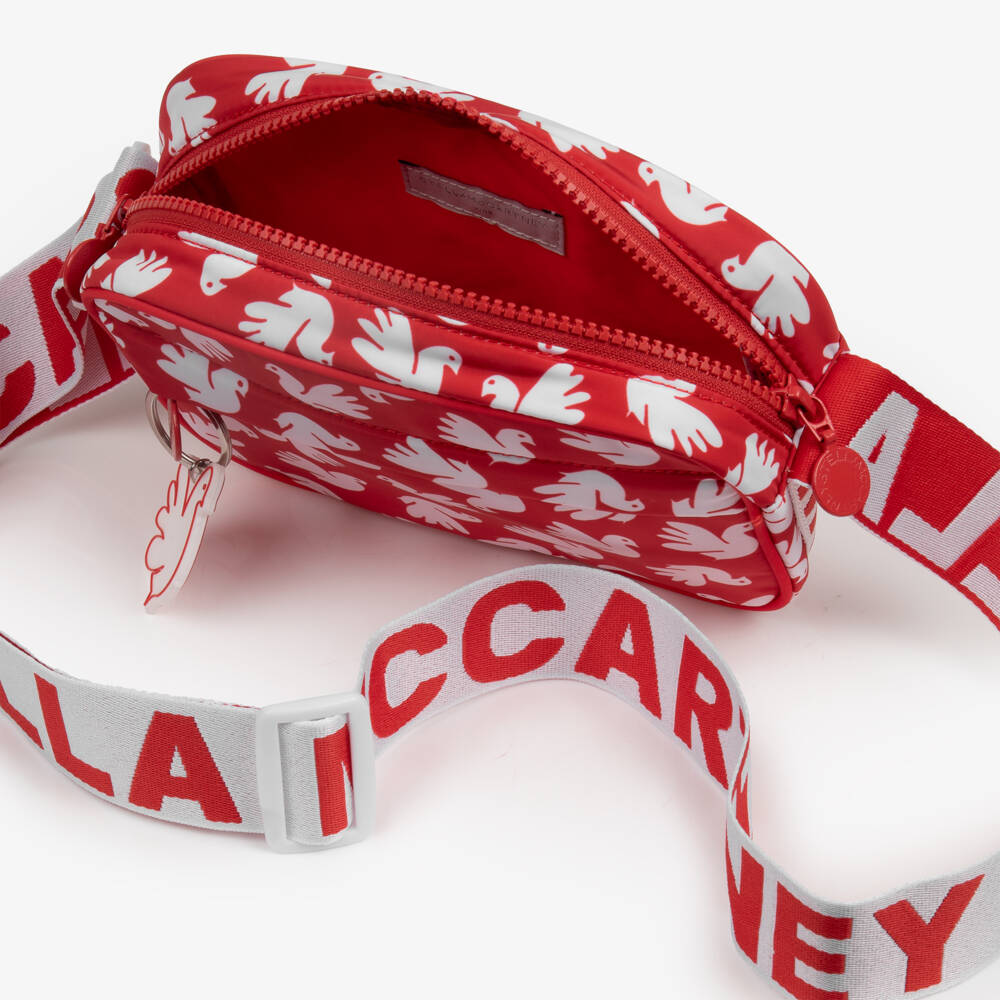 Stella McCartney Kids-Girls Red & White Dove Print Shoulder Bag (20cm) | Childrensalon