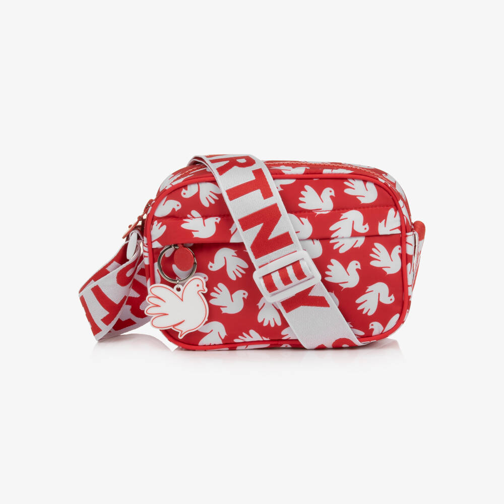 Stella McCartney Kids-Girls Red & White Dove Print Shoulder Bag (20cm) | Childrensalon