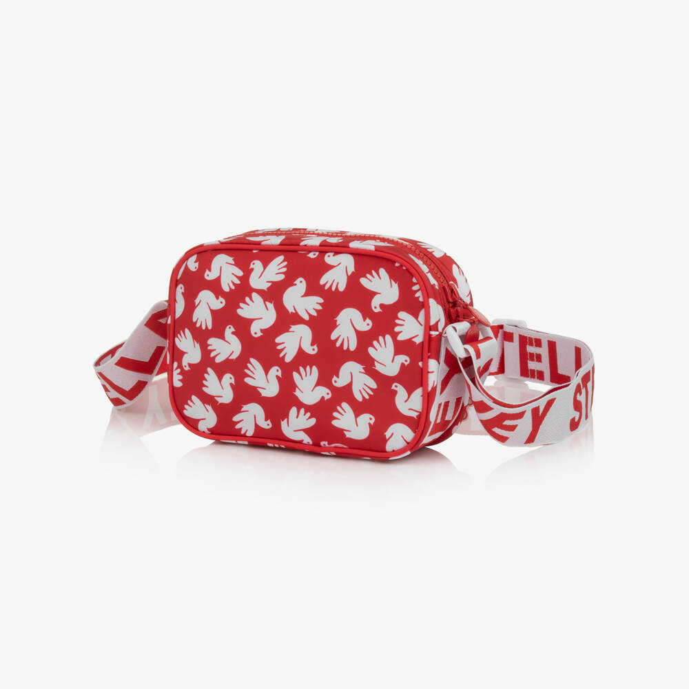 Stella McCartney Kids-Girls Red & White Dove Print Shoulder Bag (20cm) | Childrensalon