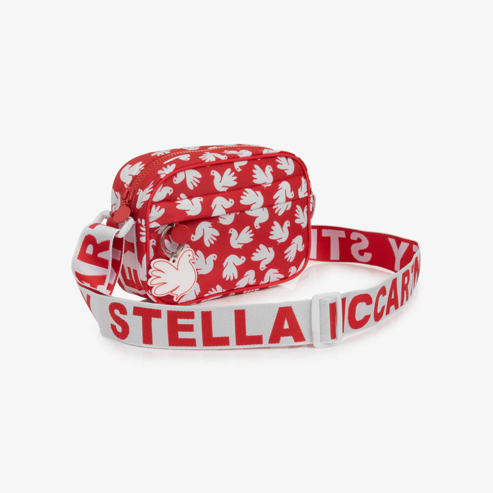 Stella McCartney Kids-Girls Red & White Dove Print Shoulder Bag (20cm) | Childrensalon