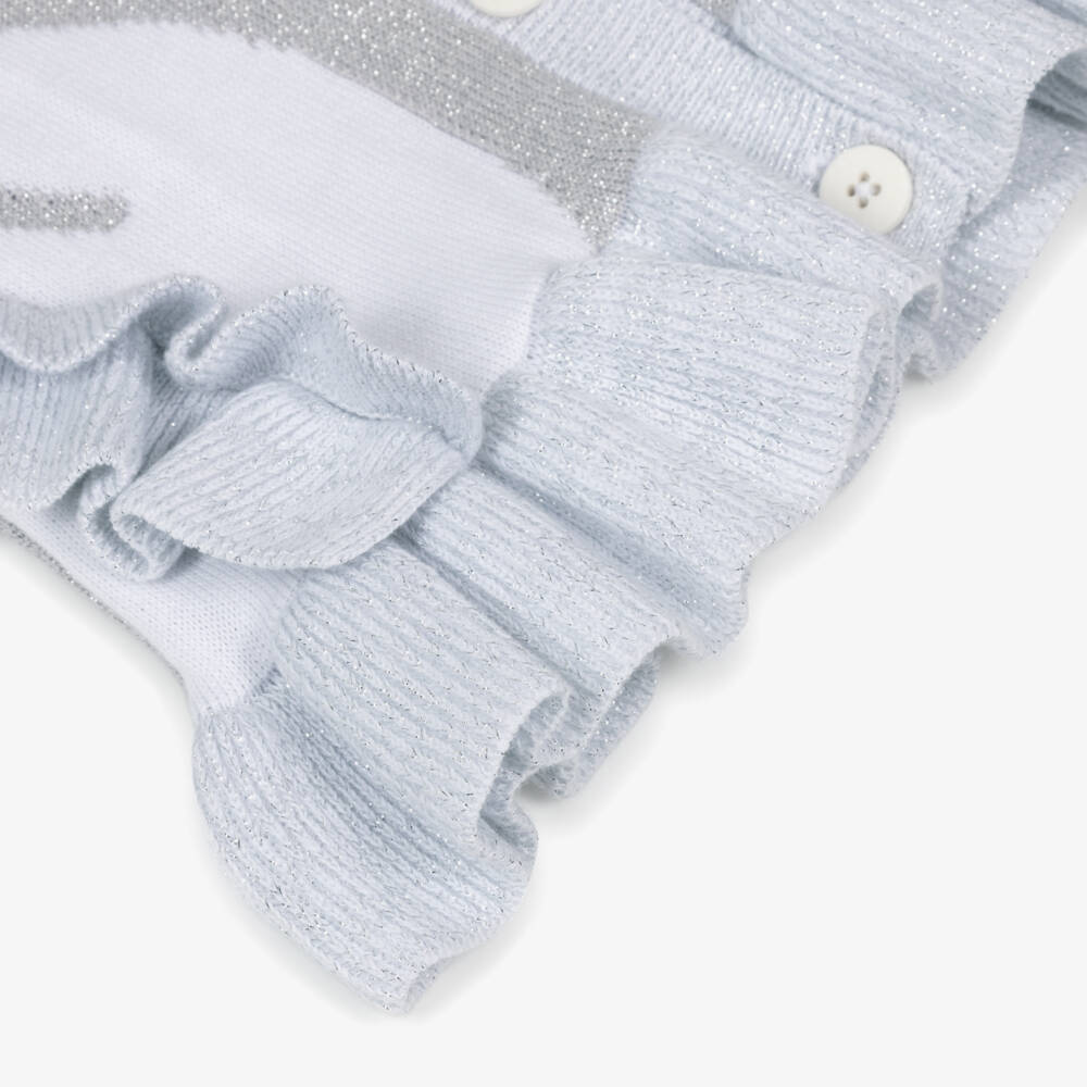 Stella McCartney Kids-Girls Silver Knitted Cotton Cardigan with Swan Motifs | Childrensalon