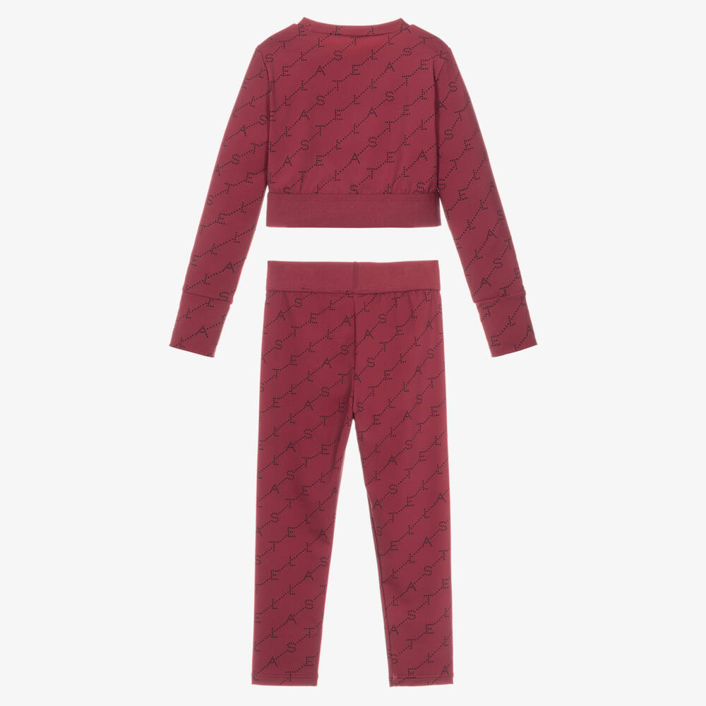 Stella McCartney Kids-Girls Sporty Burgundy Leggings Set | Childrensalon