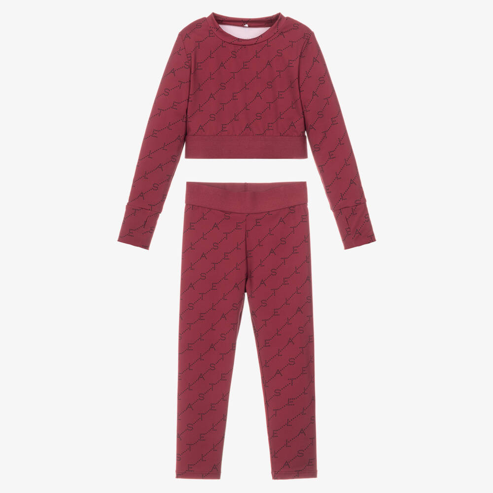 Stella McCartney Kids-Girls Sporty Burgundy Leggings Set | Childrensalon