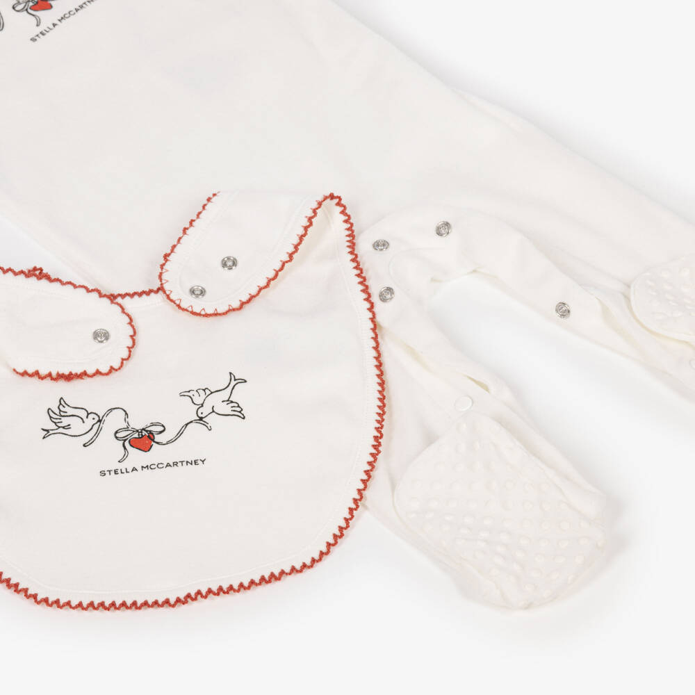 Stella McCartney Kids-Girls White Babysuit & Bib Gift Set | Childrensalon