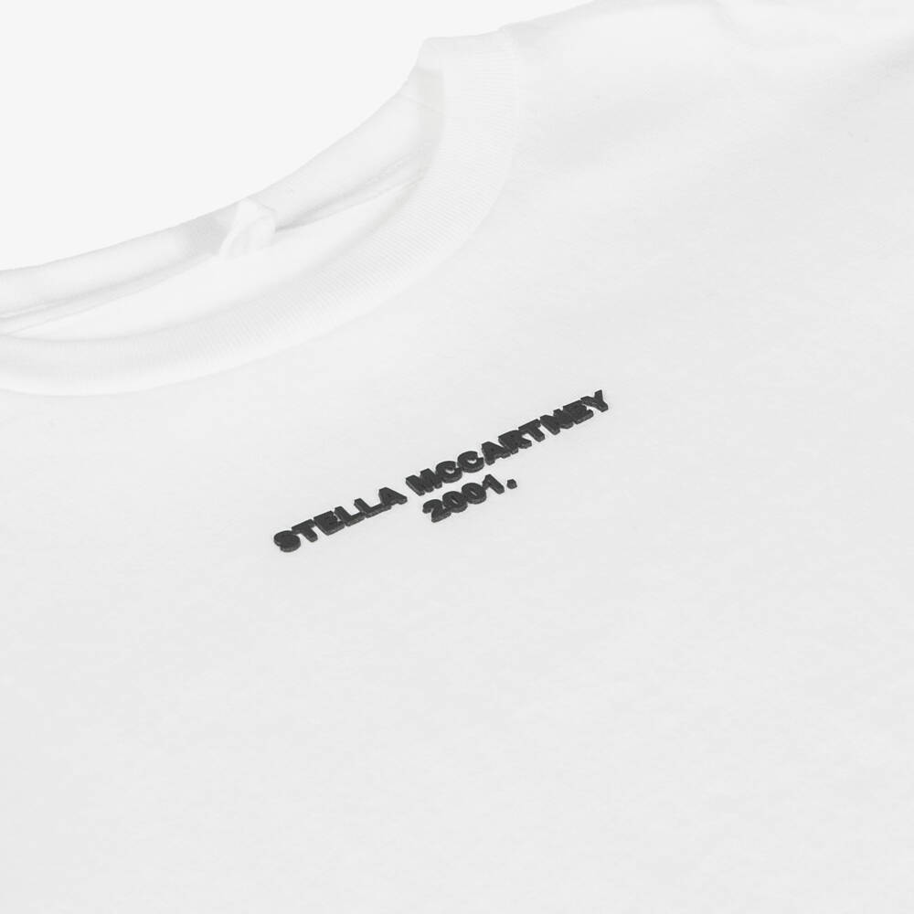 Stella McCartney Kids-Girls White Cotton Boxy Fit Logo T-Shirt | Childrensalon