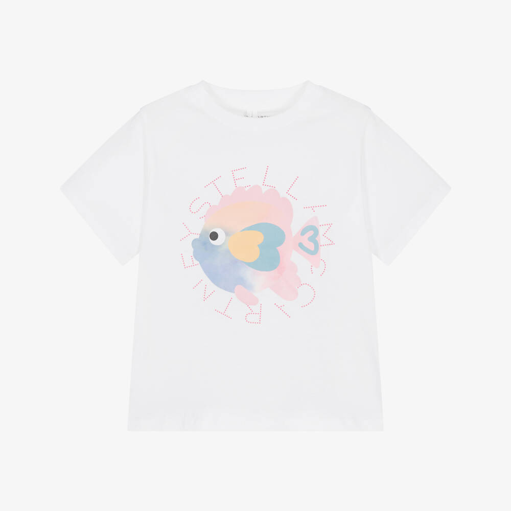 Stella McCartney Kids-Футболка Seaworld белая для девочек | Childrensalon