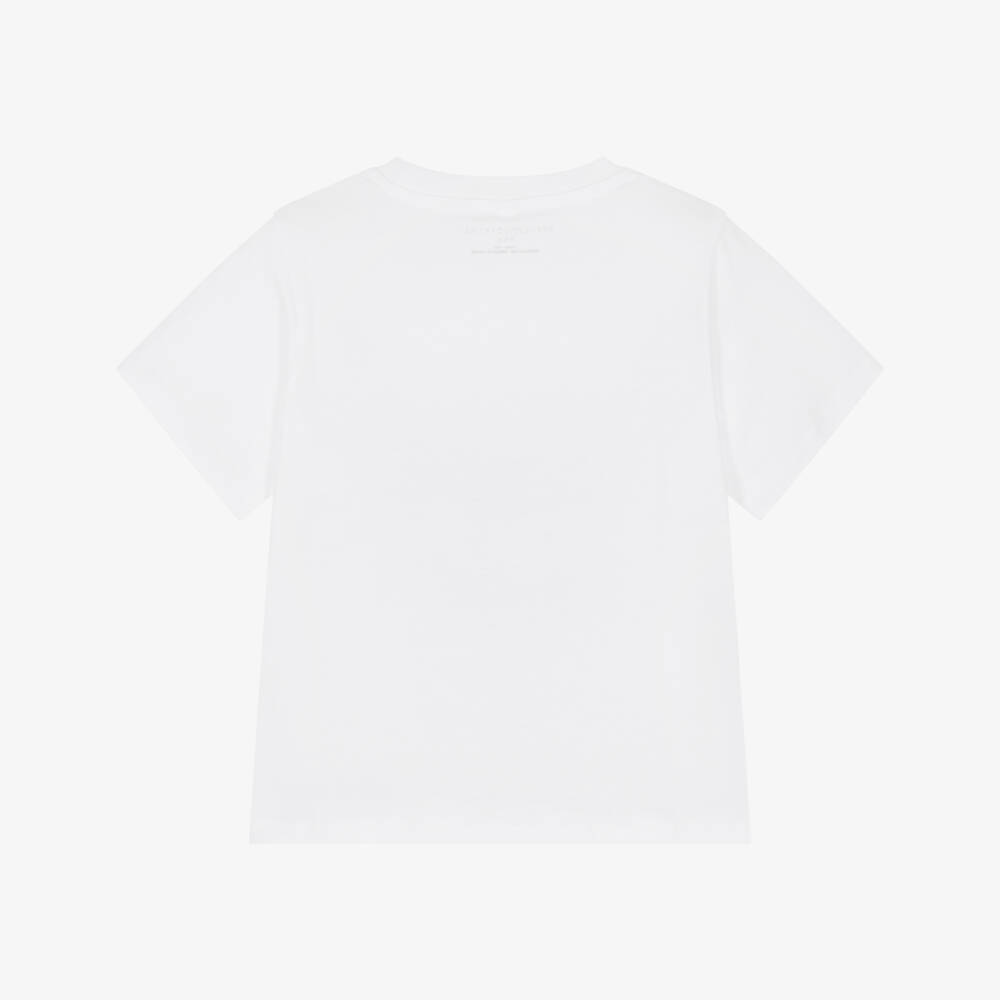 Stella McCartney Kids-Girls White Cotton Fish & Logo Print T-Shirt | Childrensalon
