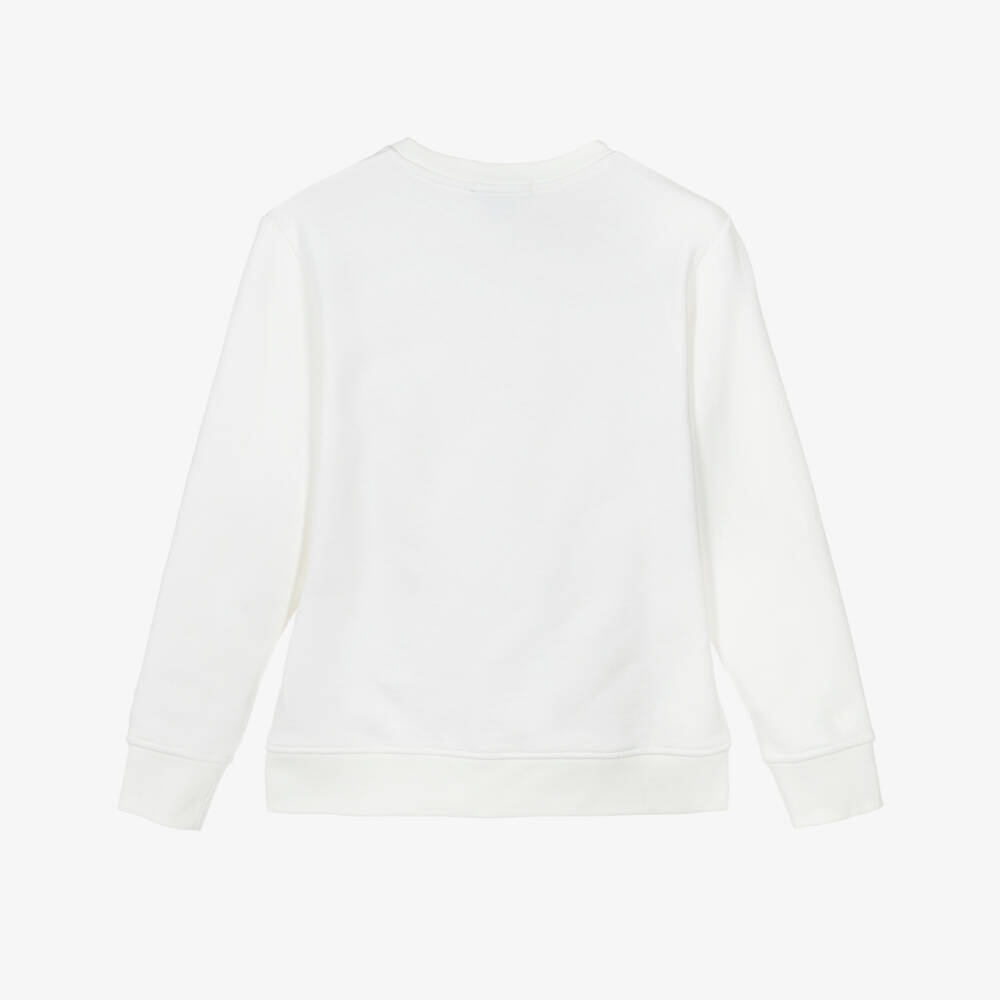 Stella McCartney Kids-Свитшот белый хлопковый с праздничным принтом для девочек | Childrensalon