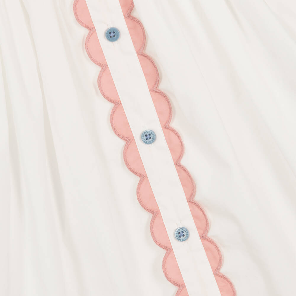 Stella McCartney Kids-Girls White Cotton Skirt with Scalloped Trims | Childrensalon