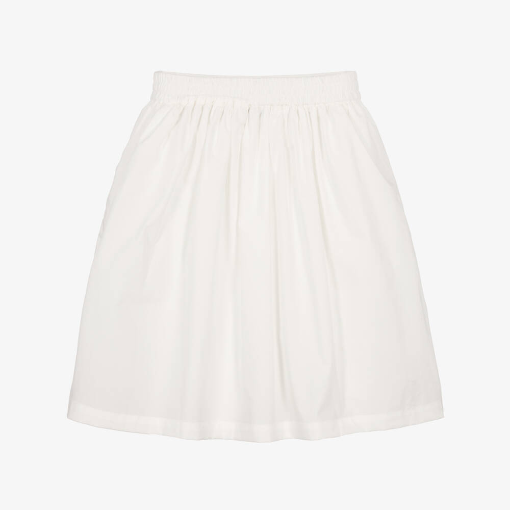 Stella McCartney Kids-Girls White Cotton Skirt with Scalloped Trims | Childrensalon