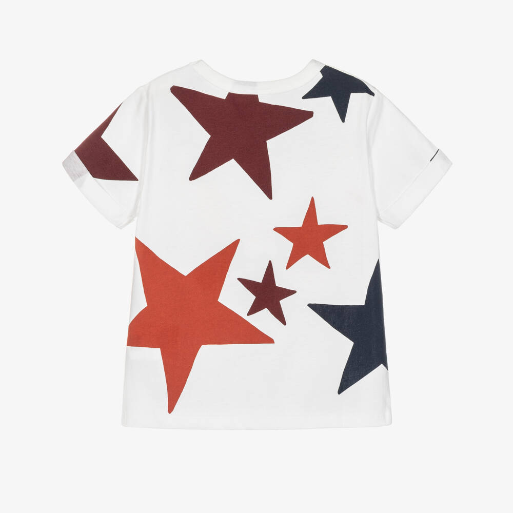 Stella McCartney Kids-Girls White Cotton Star Print T-Shirt | Childrensalon