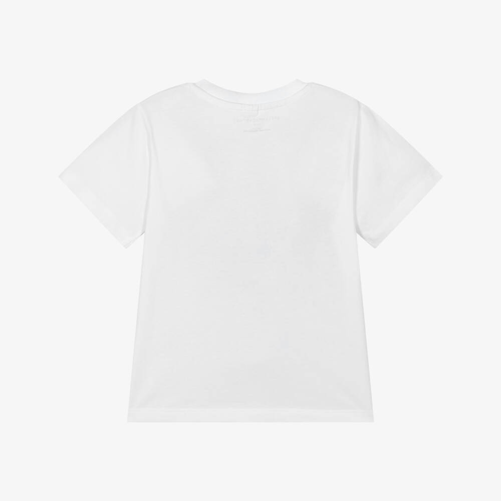 Stella McCartney Kids-Girls White Cotton T-Shirt with Pastel Starfish | Childrensalon