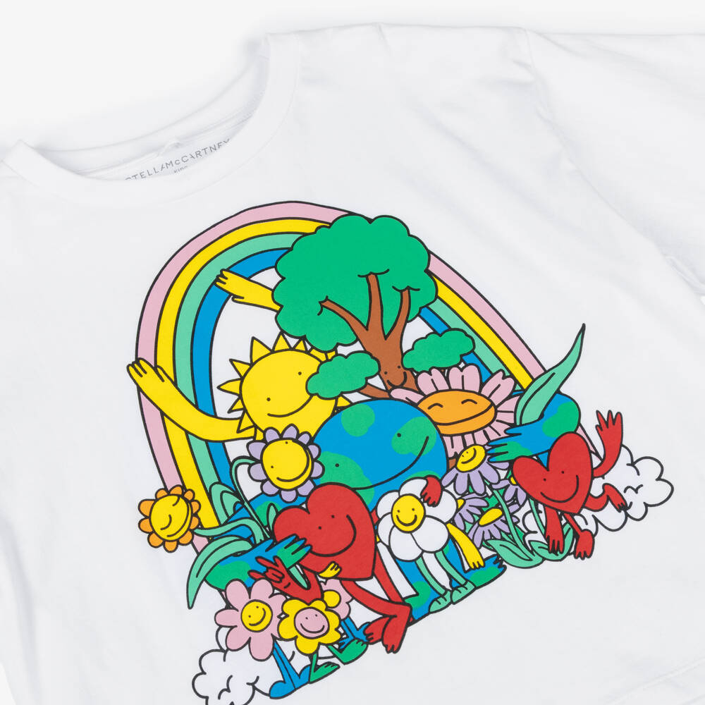 Stella McCartney Kids-Girls White Cropped & Oversize T-Shirt  | Childrensalon
