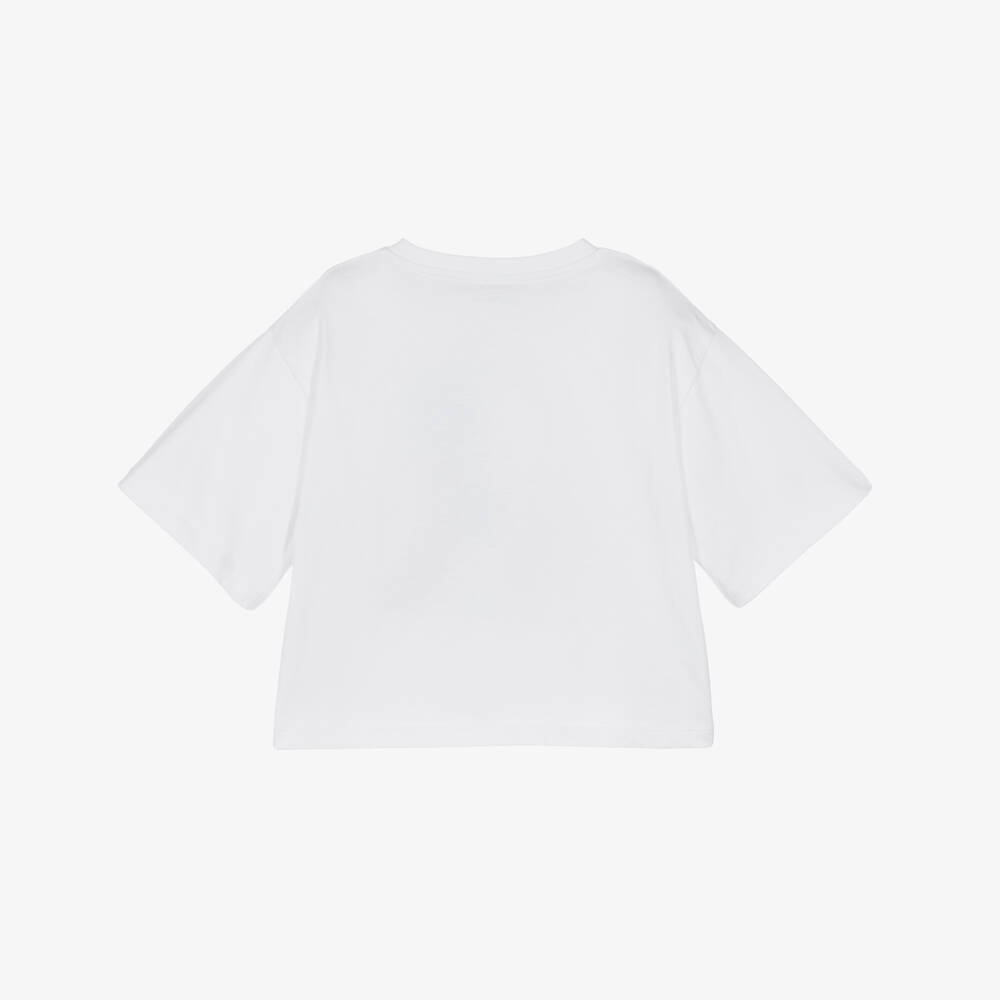 Stella McCartney Kids-Girls White Cropped & Oversize T-Shirt  | Childrensalon