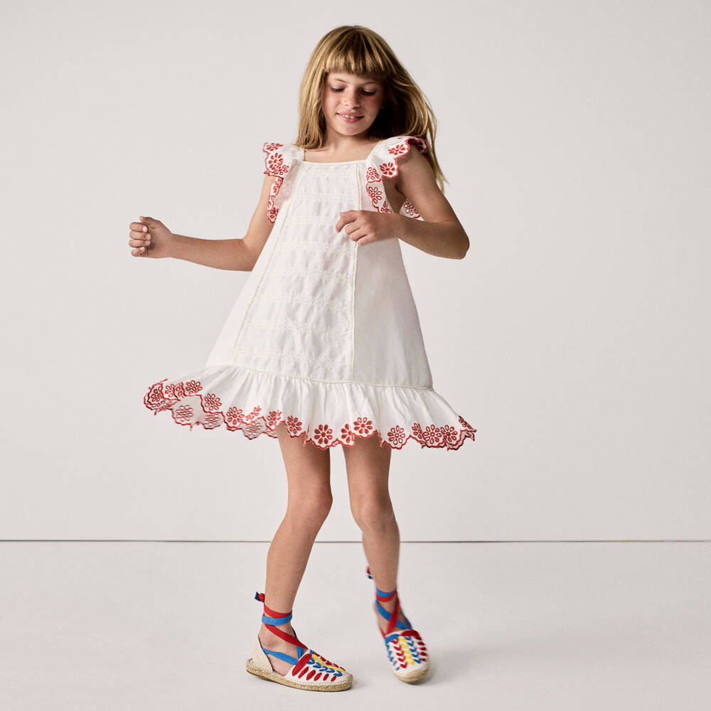 Stella McCartney Kids-Эспадрильи белые с цветными завязками и отделкой для девочек | Childrensalon
