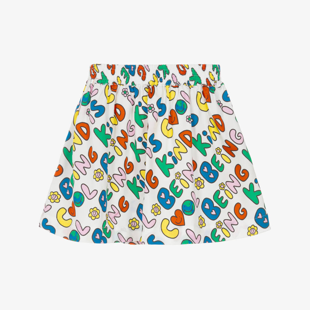 Stella McCartney Kids-Girls White Kind Is Cool Printed Skirt | Childrensalon