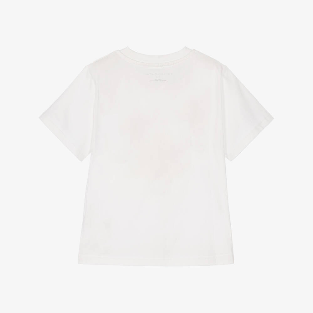 Stella McCartney Kids-Girls White T-Shirt with Tassel Logo | Childrensalon