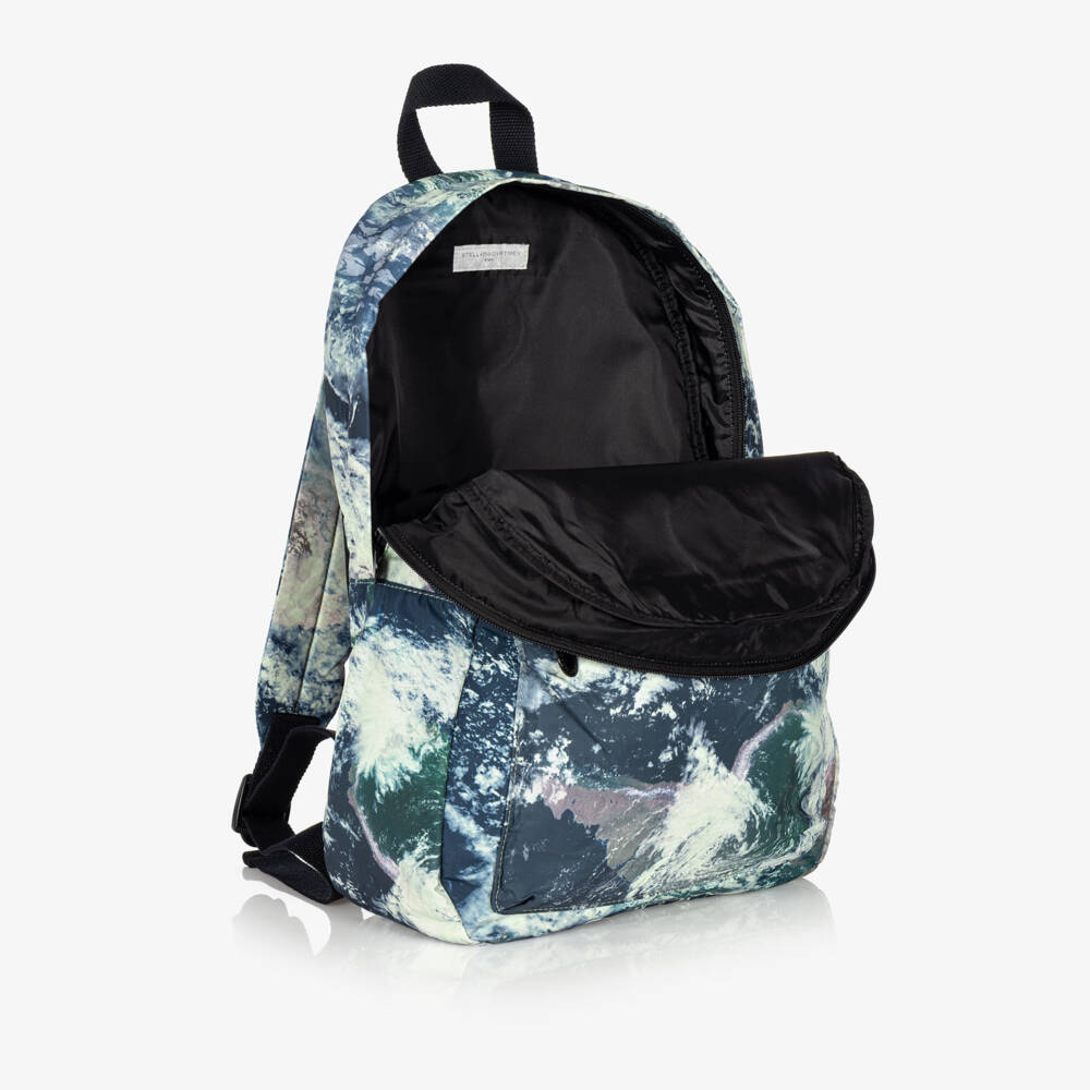 Stella McCartney Kids-Green & Blue Earth Print Backpack (40cm) | Childrensalon