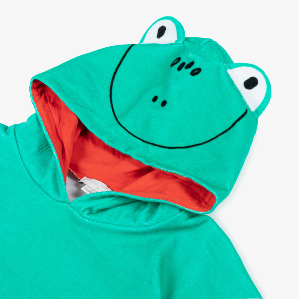 Stella McCartney Kids-Green Frog Hooded Towel Poncho | Childrensalon