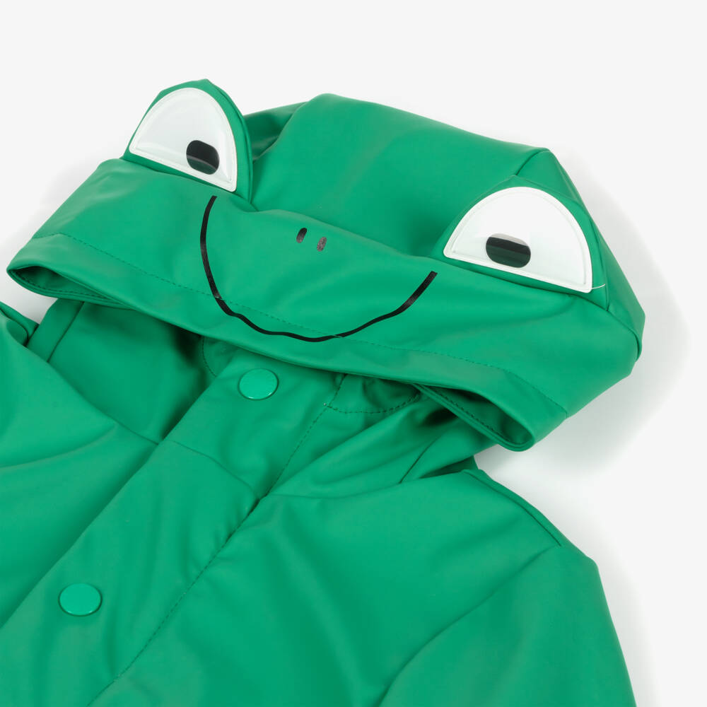 Stella McCartney Kids-Green Hooded Frog Rain Coat | Childrensalon