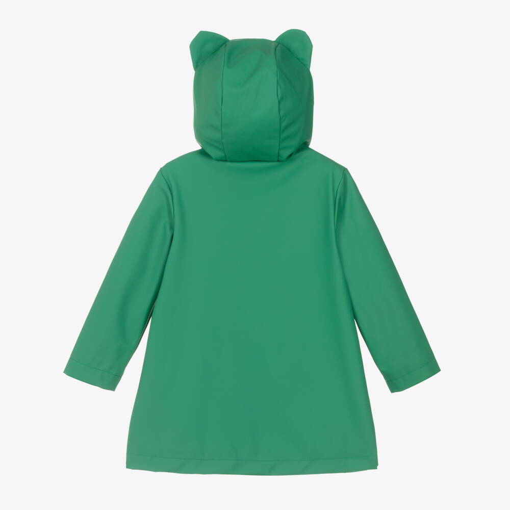 Stella McCartney Kids-Green Hooded Frog Rain Coat | Childrensalon
