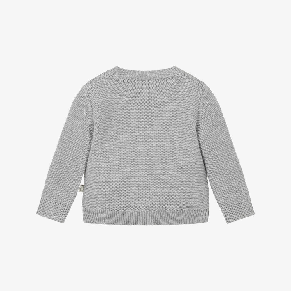 Stella McCartney Kids-Grey Cotton Knit Cardigan with Tiger Motifs | Childrensalon